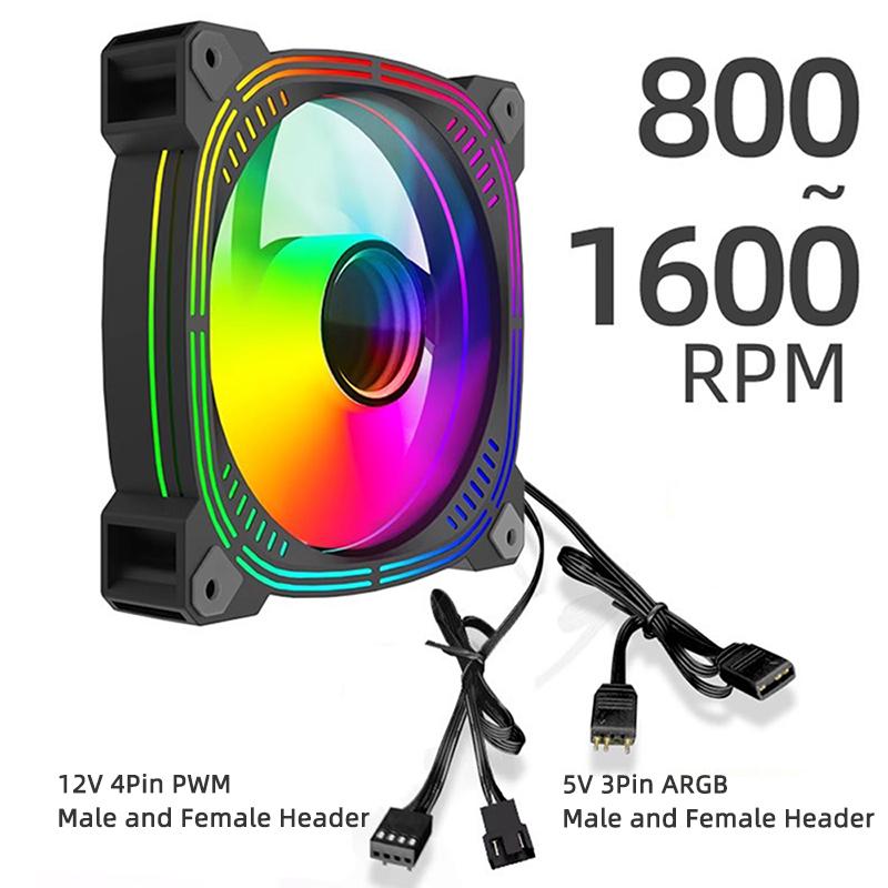 TEUCER Prism-2 1 шт./3 шт. RGB вентилятор для корпуса, 120 мм PWM 800-1600 об/мин 5 В 3-контактный RGB вентилятор для охлаждения игрового ПК