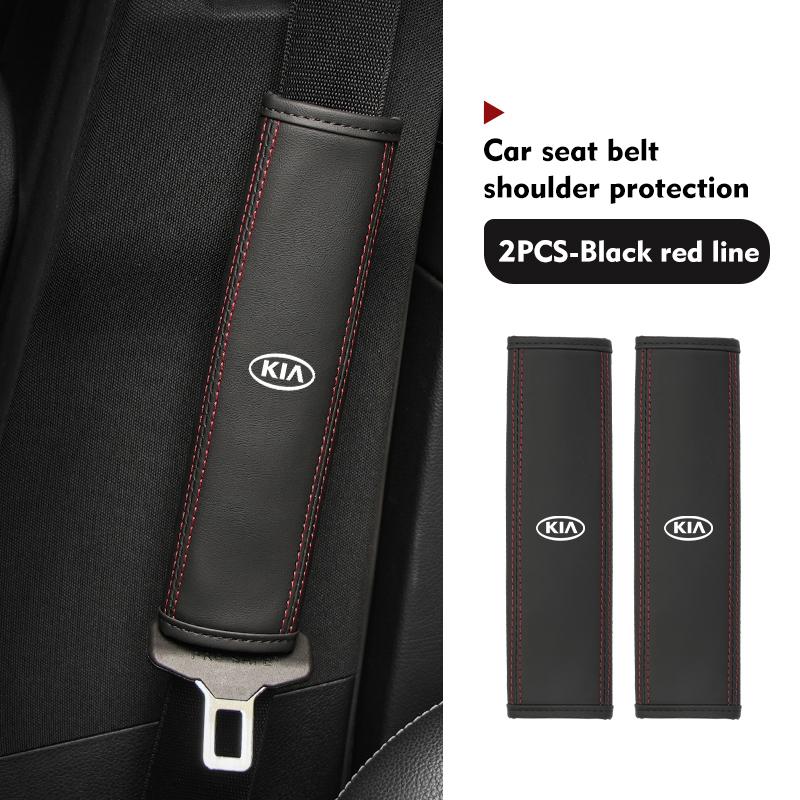 CASSX1 For KIA Leather Car Seat Safety Belt Soft Protector Shoulder Strap Pad Auto Accessories Ceed Sportage Rio K5 K2 Optima Cerato