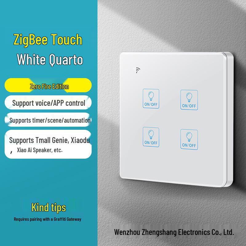 Zhengshang C8 Граффити Zigbee Сенсорный Умный Выключатель с 80 Ом Голосовым Управлением для Alexa и Google Assistant.
