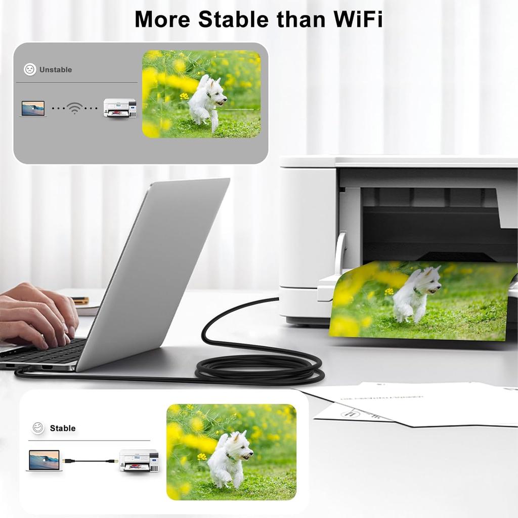 10FT Printer Cable,USB B to USB C Scanner Cable Printer Cord Long USB B to C printer cable for MacBook Pro Air, MIDI CABLE for Digital Piano