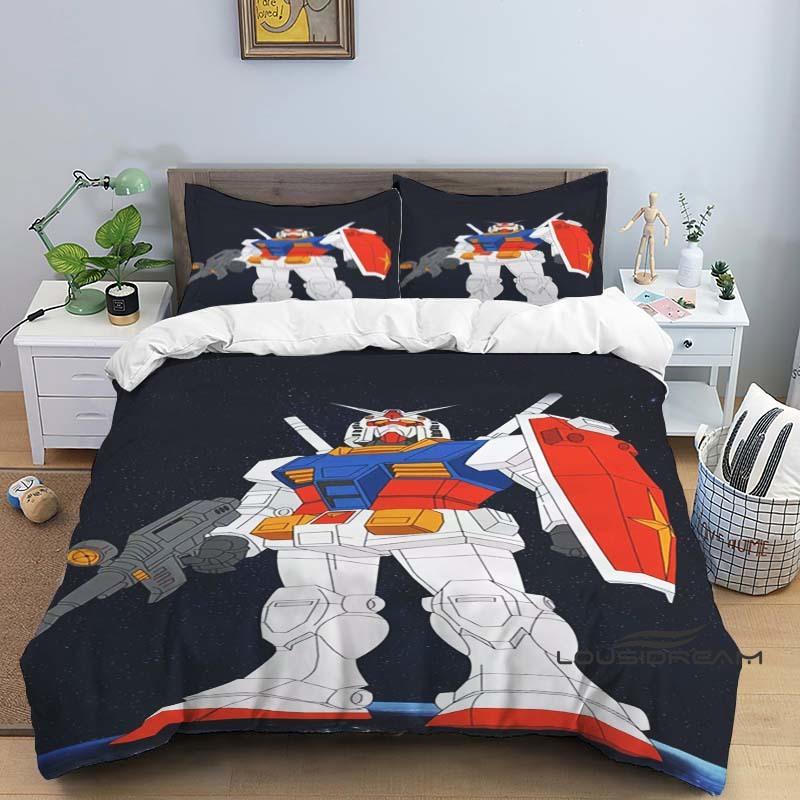 Постельное белье с принтом в стиле мультфильма/аниме Mobile Suit Gundam: Этот мягкий и удобный комплект включает пододеяльник и наволочку