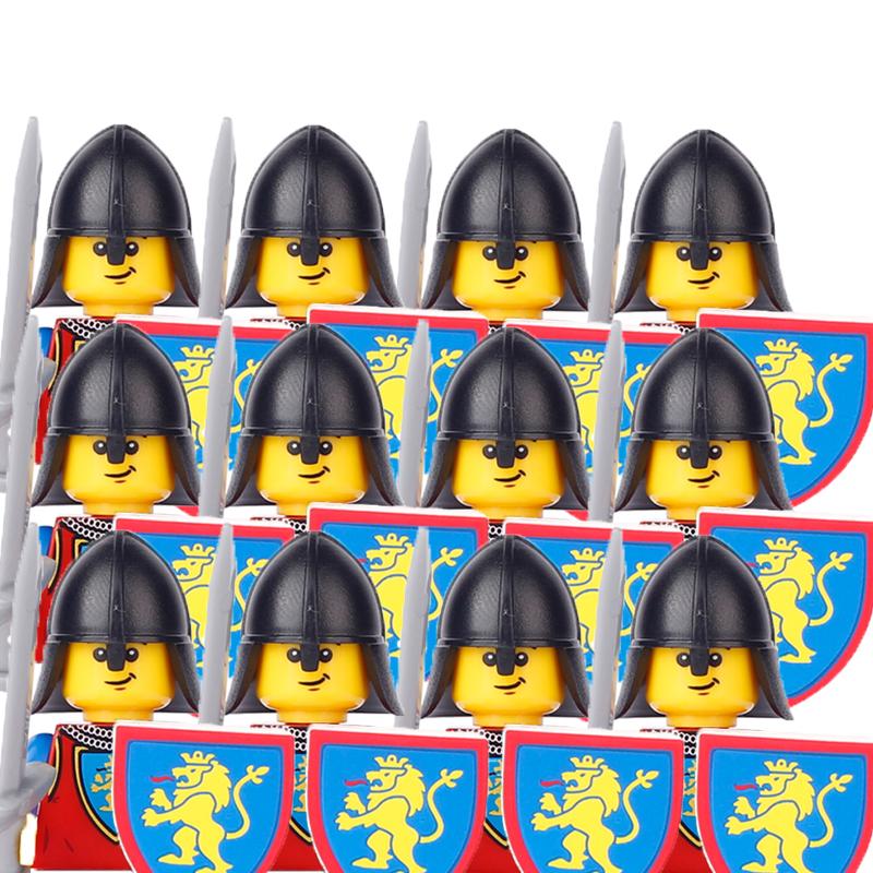 Совместимые MOC Средневековые Строительные Блоки Персонажи Солдаты Рыцари Драконов Черный Лев Орел Игрушка Подарок Кирпичики Фермер Солдат X048