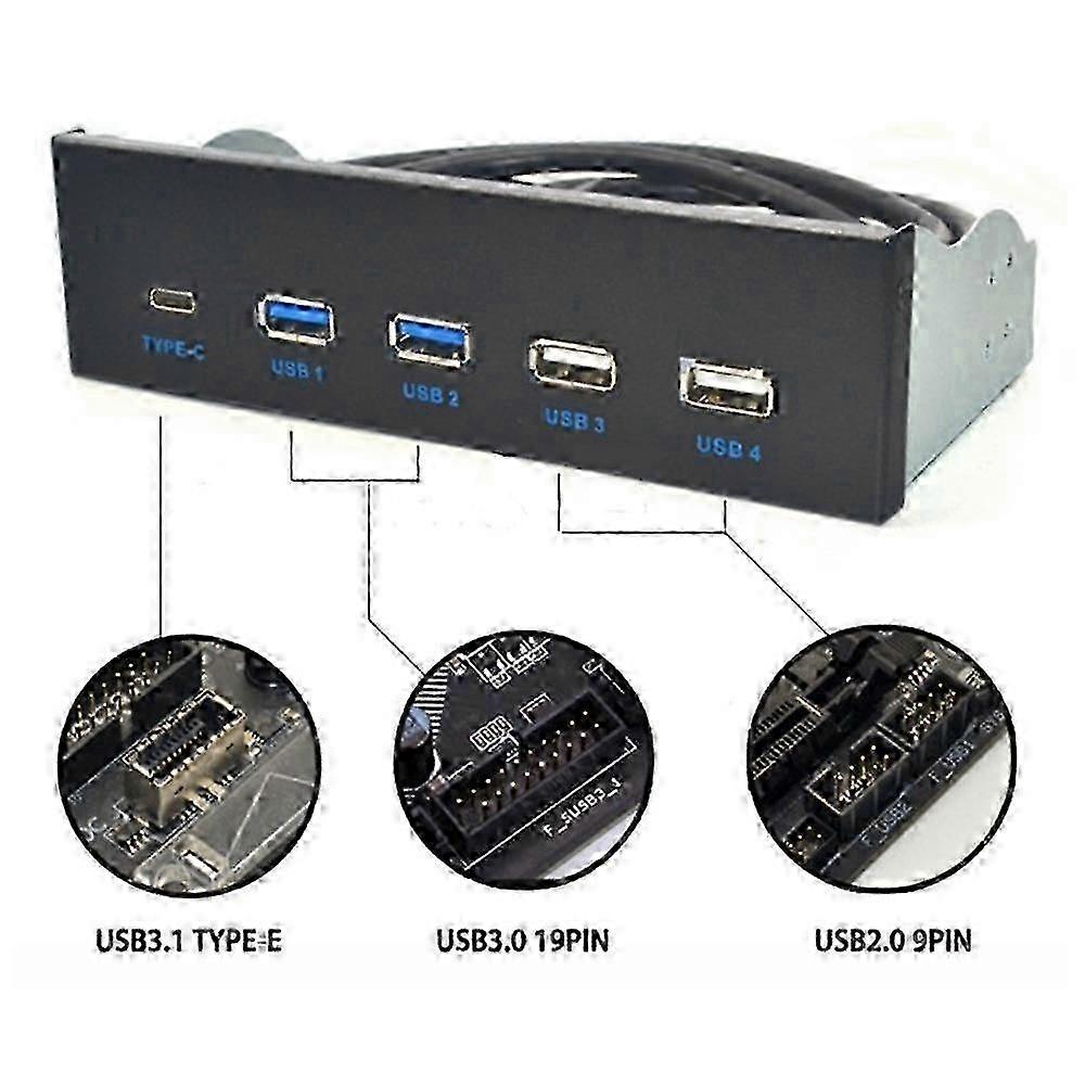26-27 5.25 inch Usb3.1 Gen2 Front Panel Usb Hub 2 Ports Usb3.0+2 Ports Usb2.0+1 Port Type-C with Type-E C