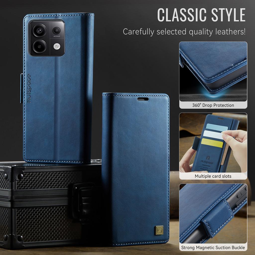 For Xiaomi Poco X6 5G/Xiaomi Redmi Note 13 Pro 5G Case AUTSPACE A11 RFID Blocking Retro Leather Cell Phone Wallet Cover