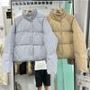 2024 Petite Korean Style Blue Women's Short Down Jacket - White Duck Down