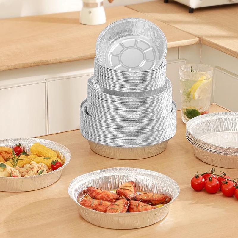 Круглые противни из алюминиевой фольги, одноразовые контейнеры с прямыми стенками для хранения, выпечки