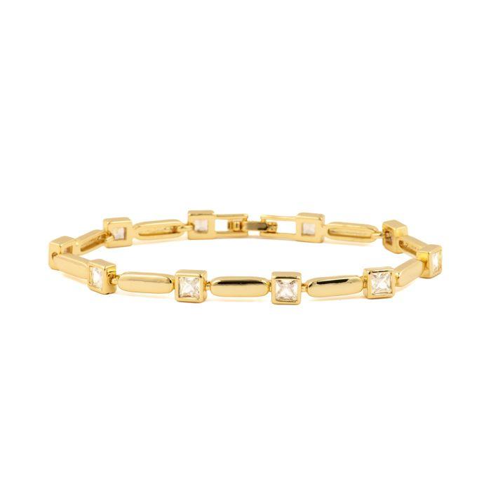 Bracelet - LUXENTER - Aslion - Or jaune 18K - Zircone cubique brillante - Longueur 18 cm