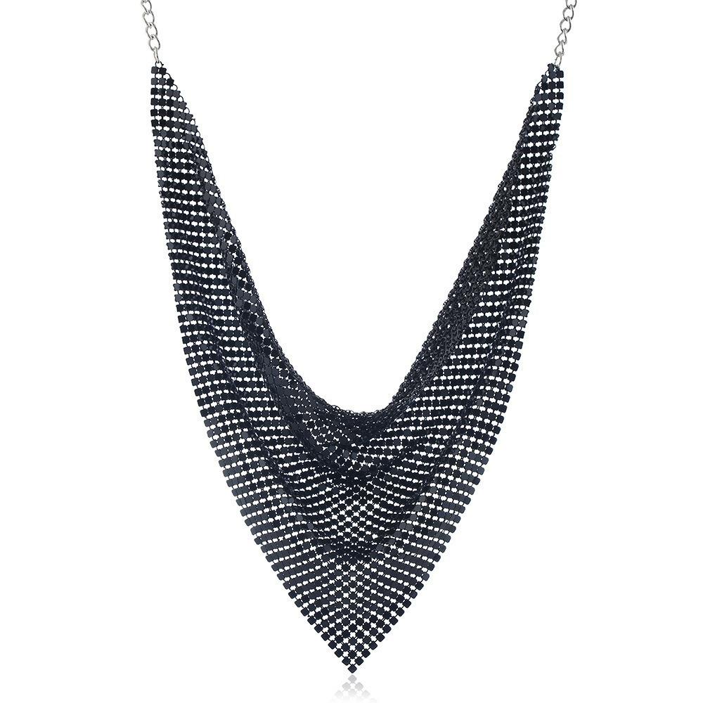 Aesthetic Leopard Print Necklace Chain Choker Detachable Collar Metal Triangular Scarf Girls