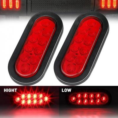 2x 6" Овальные Красные 10 светодиодов Прицеп Грузовик Герметичные Стоп-сигнал Поворотник Габаритный огонь Тормозной свет 12В Новые