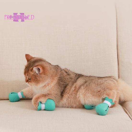 4 шт., чехол для ног кошки, защита от протечек, мягкие выпуклые точки, защита от царапин, силиконовая защита кошачьих лап, товары для домашних животных