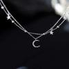 Popular 925 Sterling Silver Star Moon Bracelet Geometric Double Layer Bracelet Party Gift Fashion Women Jewelry
