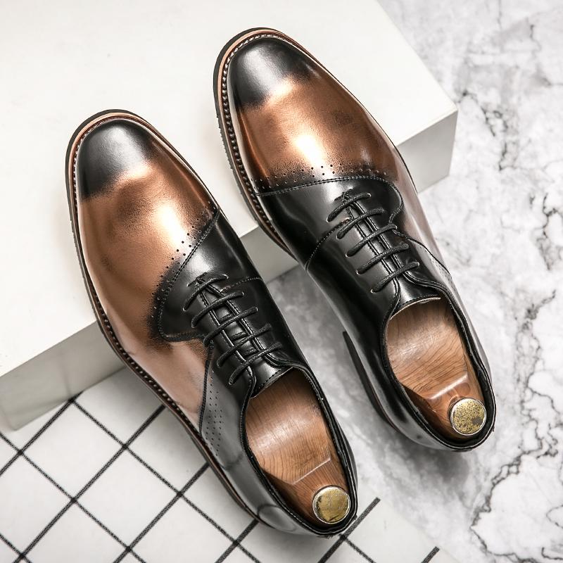 Модные новые повседневные деловые мужские кожаные туфли в британском стиле для мужчин, для торжественного платья, свадьбы, на плоской подошве, для вечеринок на открытом воздухе, повседневные нескользящие туфли