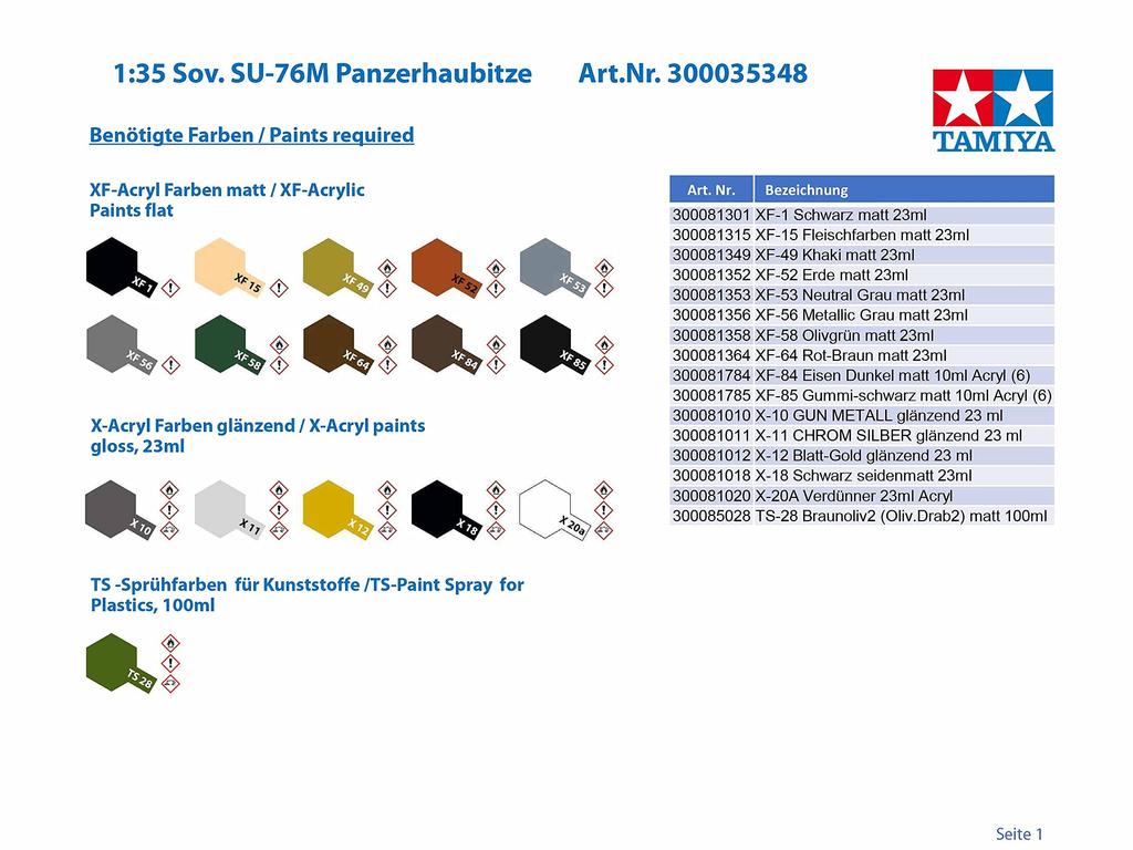 Tamiya 1/35 Военная миниатюра Серия Нет. 348 Советская самоходная артиллерийская установка СУ-76М Пластиковая модель 35348