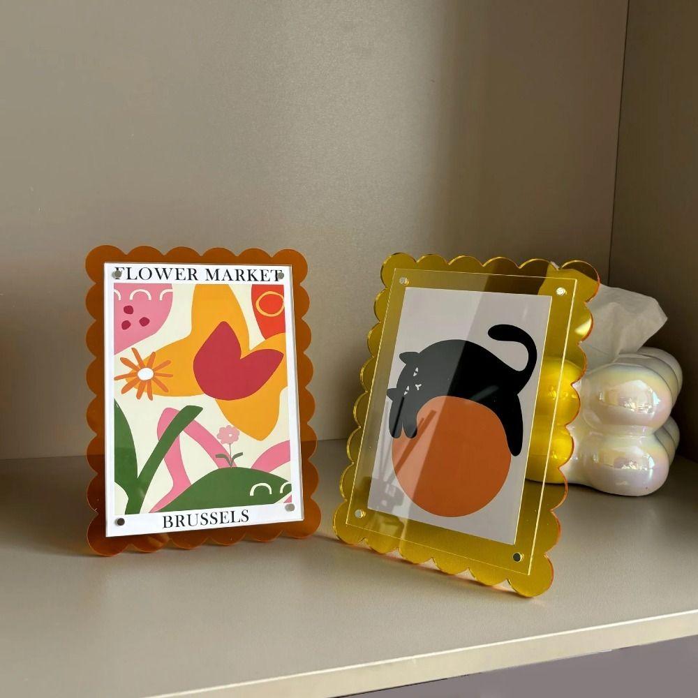 Desktop Display Photo Frame Acrylic Stand Photos Decorative Rack Photocard Holder for Home