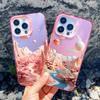 Креативный пейзаж с горами Розовый чехол для телефона для iPhone 13 12 11 Pro Max Mini 15 14 Pro Max Plus Ударопрочные Лазерные чехлы