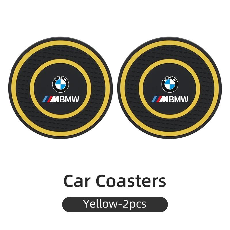 Car Sticker 2025 Hot PVC Car Coaster Water Cup Anti-Slip Silicone Pads Interior Accessories For BMW Motorsport X1 X3 X5 E39 E46