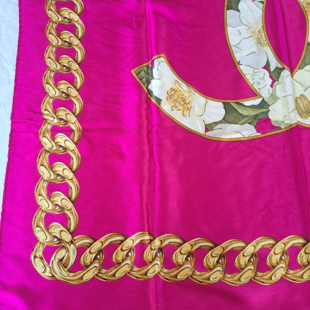 Used CHANEL Floral Print Silk Scarf 86x86