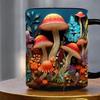 Гладкая кофейная кружка, 300 мл, 3D-грибной принт, термостойкая, цветостойкая, гладкая керамика, портативная, без запаха, пищевая, офисная, кухонная кружка
