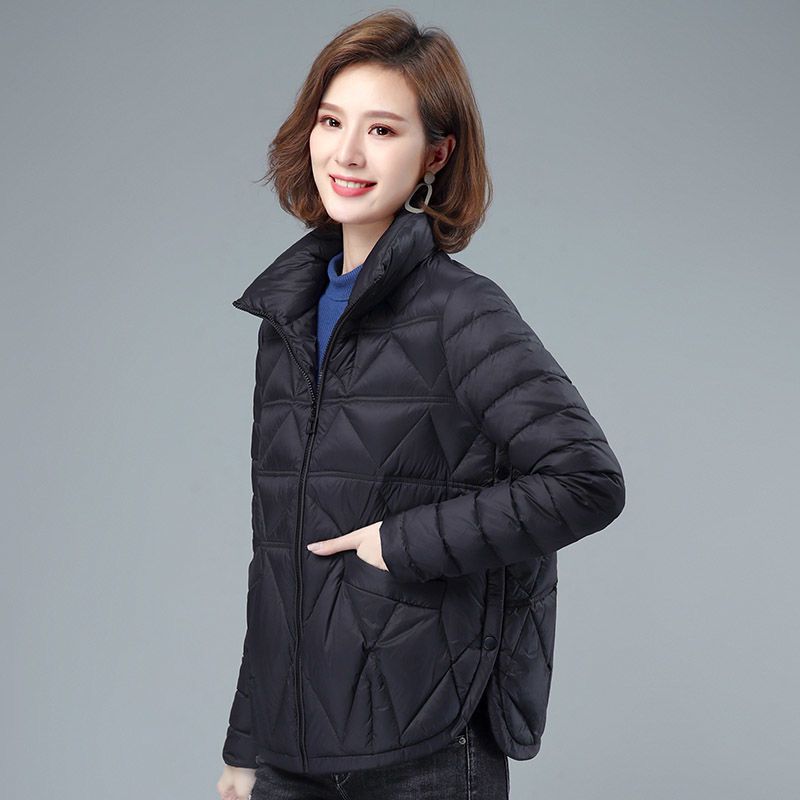 Women's Winter Warm Coats Stand Collar Female Jacket Lightweight Short Cotton Overcoat Slim Fit Portable Outwear