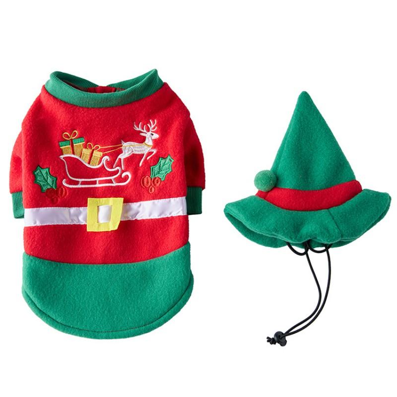 Festive Pet Costume Small To Medium Dogs Christmas Themed Plush Dog Outfit Two-Legged Design