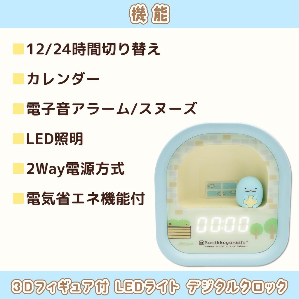 Цифровые настольные часы ALIAS с 3D-фигуркой Sumikkogurashi, светодиодной подсветкой, двойным питанием, в комплекте со стикерами, декоративные, Синяя ящерица (AC24026SXSG-BU)