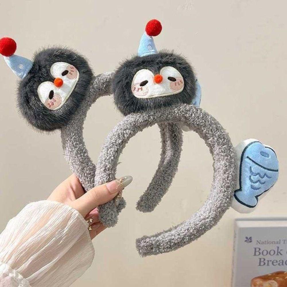 New Cartoon Penguin Fish Headband Wide Brim Washing Face Hairpin Funny Headband Girl Hair Accessories