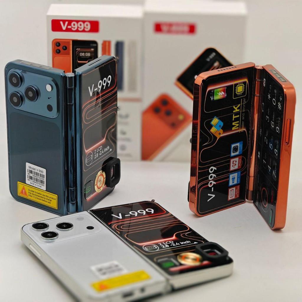 V-999 2G двухэкранный раскладной телефон со складным дизайном для студентов
