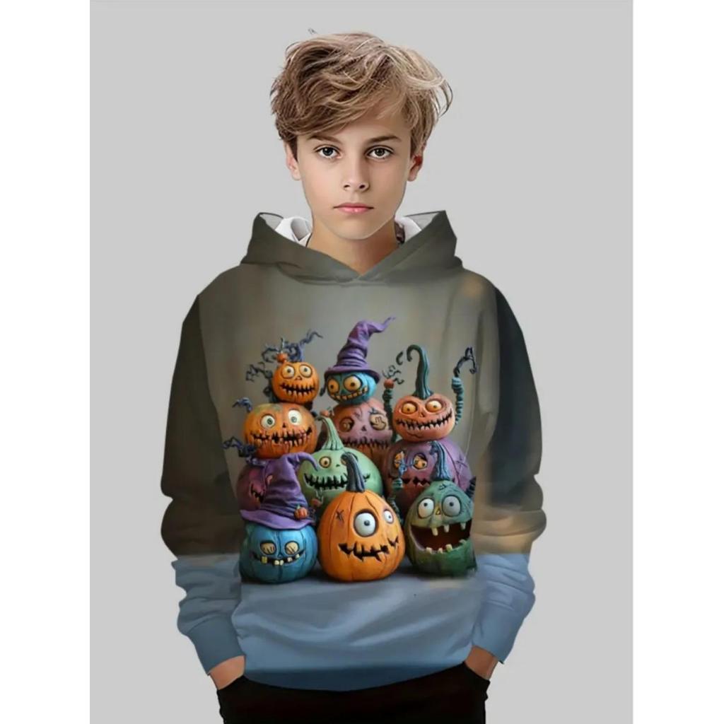 Children's 3D Printed Boy and Girl Hooded Sweatshirt, Children's Autumn and Winter Casual Fashion Pullover Sweatshirt, Hoodie