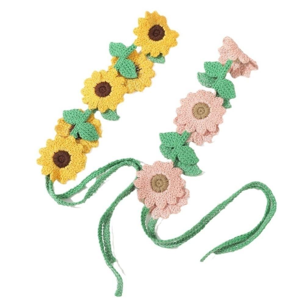 Countryside Style Crochet Hair Bands French Hair Scarf Vintage Flower Hair Bands Girl
