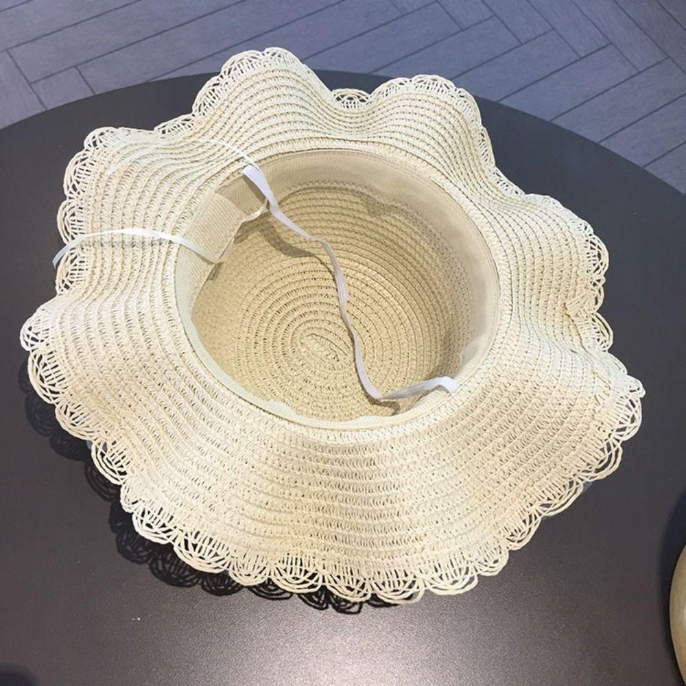 Straw Children Straw Hat Lace Beach Bucket Cap New Straw Shoulder Bag Baby Girls