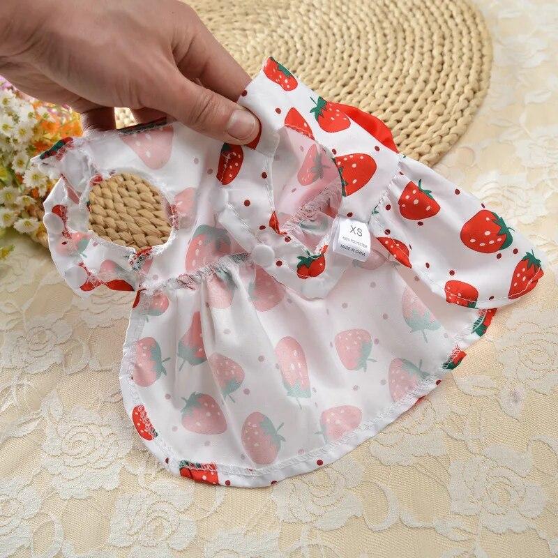 Summer Fruit Printed Dog Skirt for Small Dogs Cats Clothes Sleeveless Dog Vest Puppy Shirt York Chihuahua Pug Dress Costumes