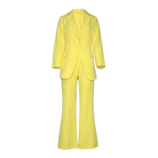 Женский костюм, комплект плюс размер, сексуальный комплект из двух предметов с длинными рукавами и пуговицами на лацканах, офисный женский пиджак, брюки