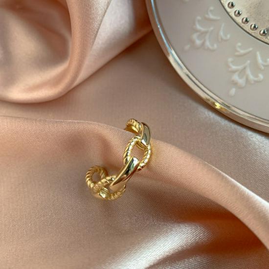 Серебряное кольцо S925 с открытой шинкой в виде плетеной цепи в стиле ретро для женщин