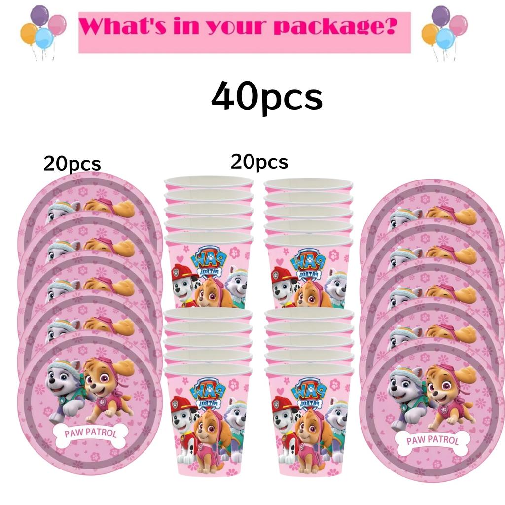 Розовая Вечеринка в честь Дня Рождения Щенячий Патруль Декор Скай Одноразовая Посуда Скатерть Тарелки Фольгированные Шары Праздник для Малыша Девичник Товары для Вечеринки