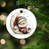 Cute Santa sitting on moon with stars illustration Acrylic Christmas Tree Ornament festive holiday hanging decoration xmas tree decor gift