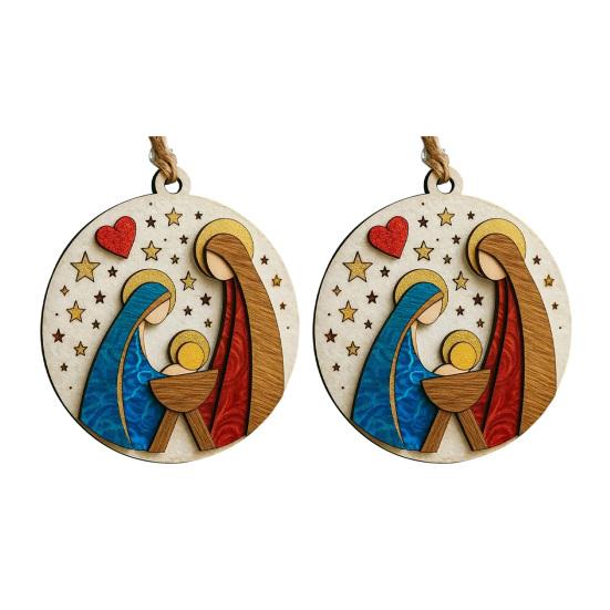 Деревянное украшение «Сцена Рождества» ручной работы, сцена рождения Иисуса для украшения рождественской елки, 3,25 дюйма