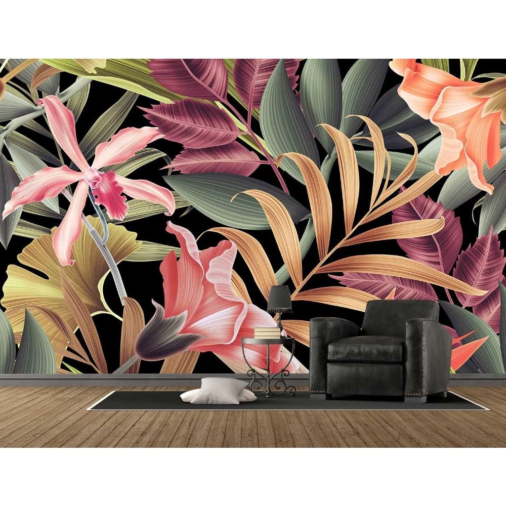 Tropical Floral Wall Mural Palm Leaf Wallpaper Bedroom Living Room Home Decor