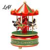 Handcrafted Musical Carousel Wooden Music Box with Rotating Merry-Go-Round Horses Wind-Up Figurine for Home Decor Birthday Christmas Gift,