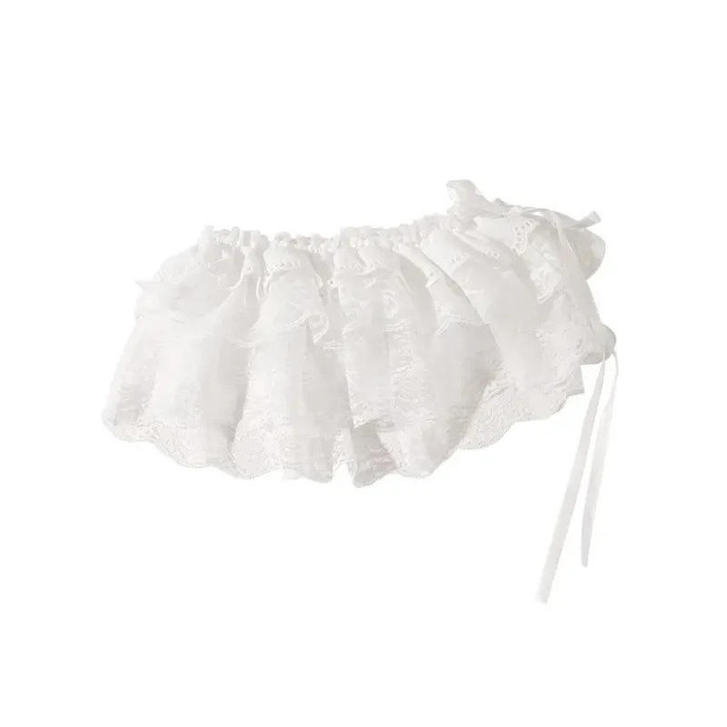 Женская Мода Балетная Кружевная Юбка-Оверскёрт Корейский Стиль Многослойная Юбка-Обертка Прозрачная Танцевальная Мини-Юбка Занавеска-Пердеж