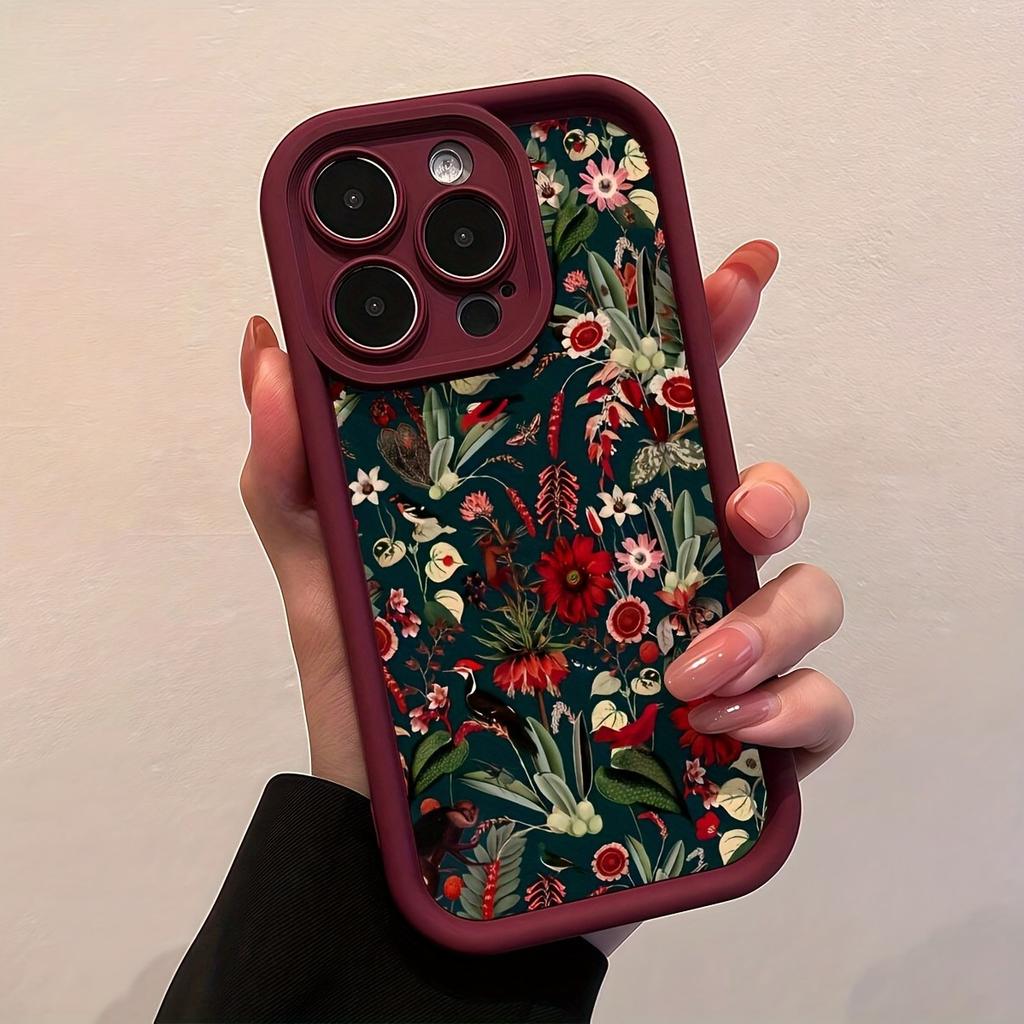 Для iPhone 17 16 15 14 13 12 11 Pro Max Air Case Винтажный Цветочный Узор Силиконовый Чехол Для iPhone XS Max XR X 7 8 Plus 16E Funda