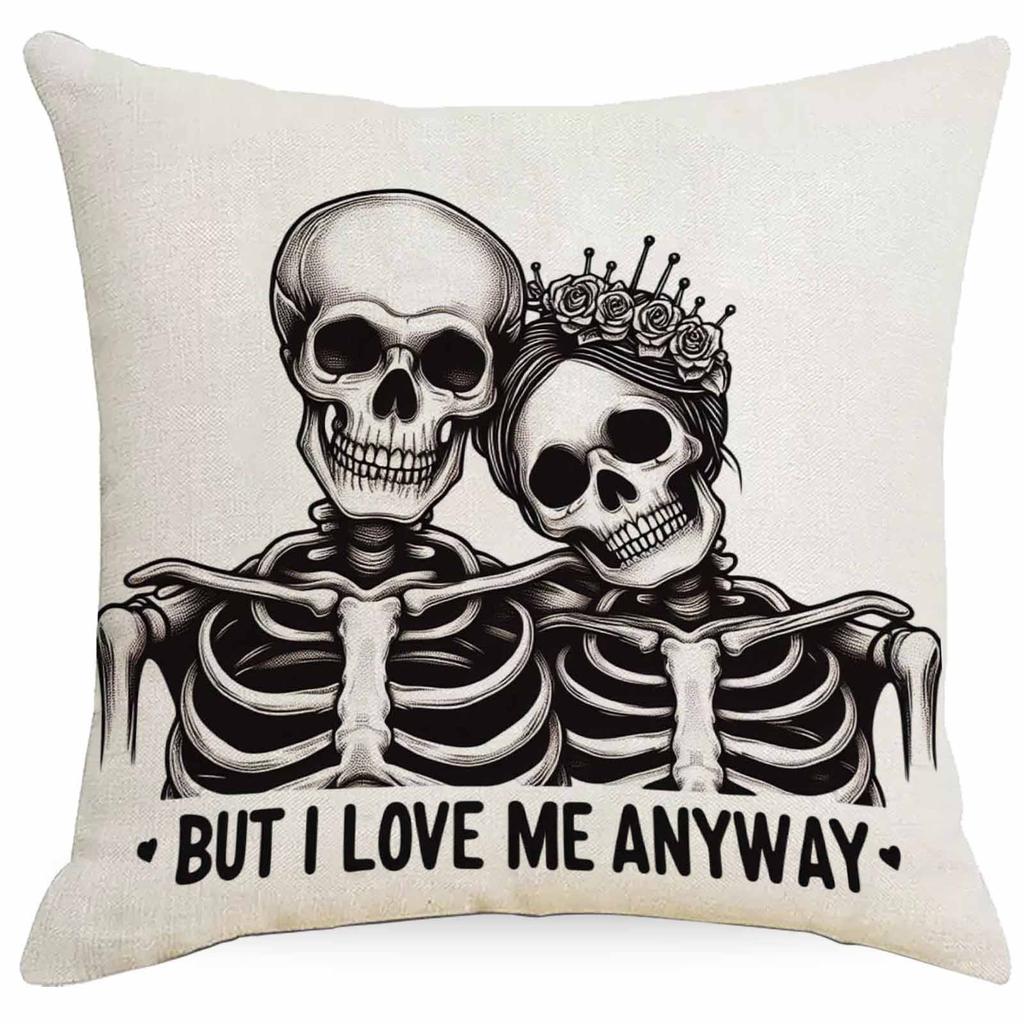 Halloween Couple Skull Print Pillowcase Home Sofa Cushion Pillowcase