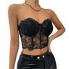 МОДА Женщины Бюстье Тюлевые топы Вышитые цветы Прозрачные топы с открытыми плечами Повседневные Клубные вечерние Повседневные облегающие летние укороченные топы