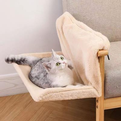 Подвесная кошачья лежанка Плюшевая - Съемная, моющаяся, гамак, теплая, зимняя