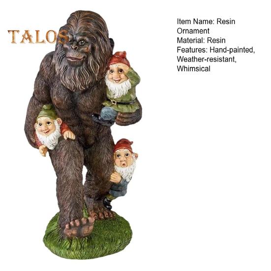 Садовая статуэтка снежного человека из смолы с орнаментом в виде гномов, наружная статуэтка снежного человека для украшения террасы и двора