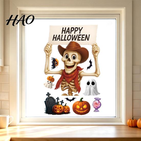 Festive Glass Decorations for School Halloween Static Window Clings, Removable Decals with Pumpkin Skull Bat Spider Decorative Stickers Kids And Ghost