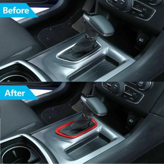 Interior Gear Shifter Frame Trim Ring Cover Bezel for Dodge Charger 2015+ Red