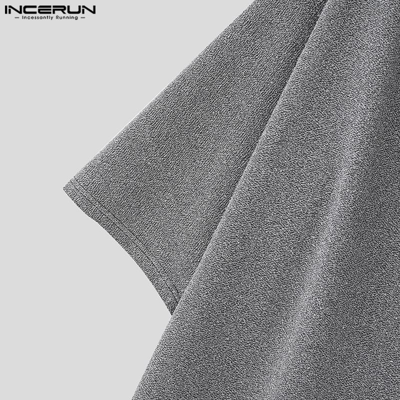 INCERUN Мужские блестящие топы с рукавами 3/4, пуловеры с воротником-хомутом