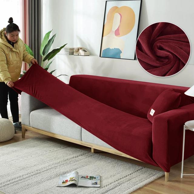Чехол на диван, эластичные бархатные противоскользящие чехлы для дивана для гостиной, L-образный секционный чехол для дивана, чехлы на кресла