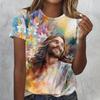 Летний топ с круглым вырезом и 3D-принтом в виде цветов, животных и кроликов, модные повседневные женские футболки с короткими рукавами