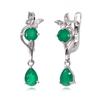 Butterfly Design Silver Jewelry Set with Natural Green Agate Gemstones Earrings And Ring for Women
